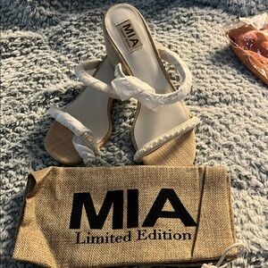 MIA Tan Slide Sandals with Clear Strap